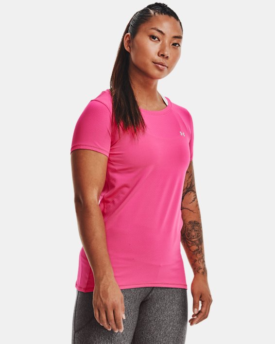 Women's HeatGear® Armour Short Sleeve, Pink, pdpMainDesktop image number 0